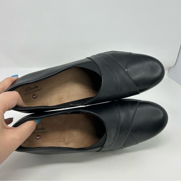 Clarks Unstructured Black Leather Slip-On Comfort Loafers Size 11 Casual Comfort - Picture 12 of 15